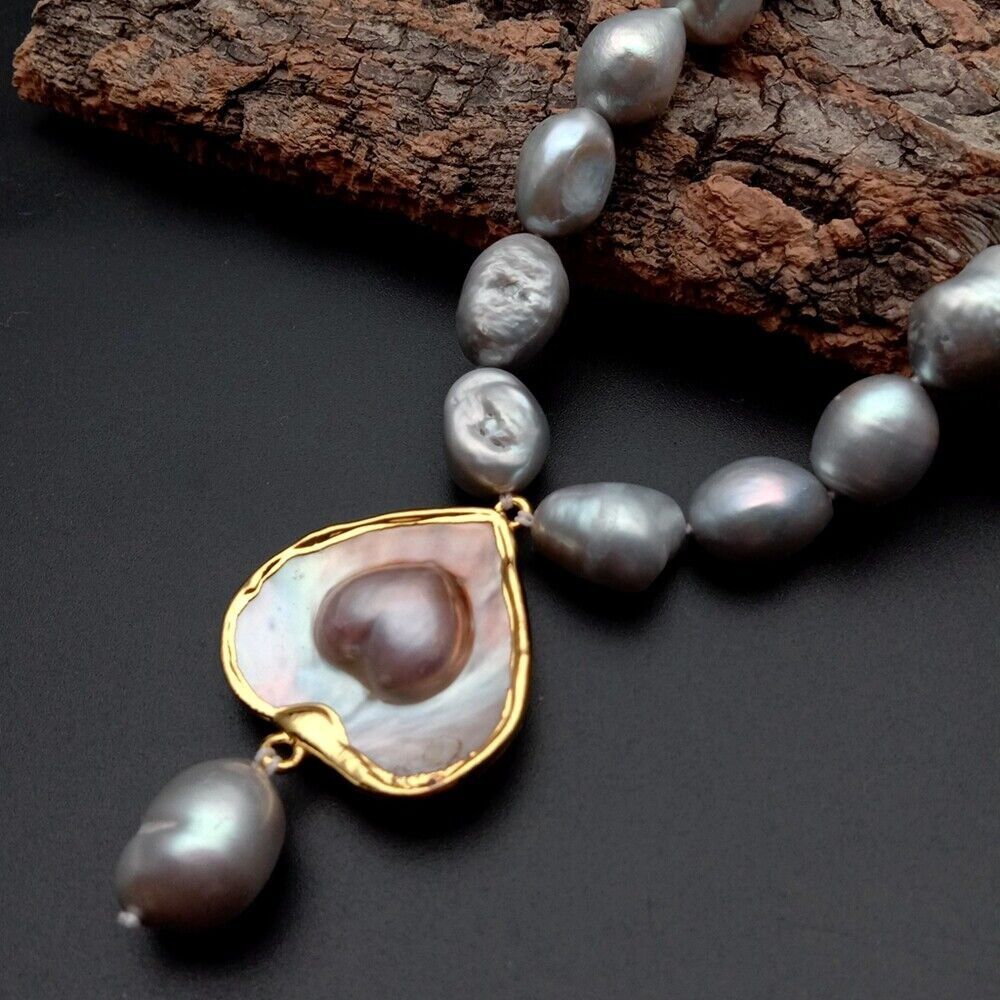 Catenine: Herz Grau Perlen Halskette Collier Perle Perlenkette Echt 1c – Nuovo (secondo la descrizione) da Prilly venduto da ilyria73 4