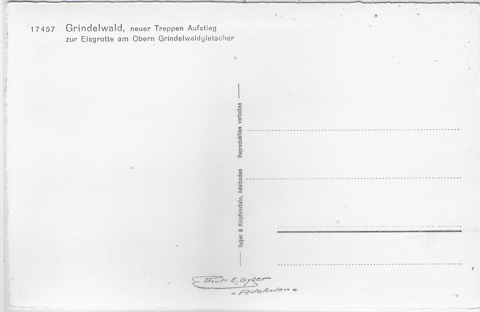 Cartoline postali: Grindelwald - Treppen Aufstieg zur Eisgrotte - E. Gyger – Usato da Ettingen venduto da Kartenplanet 1