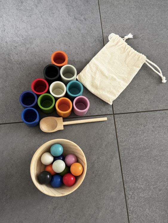 Wooden Sorting Toy, Stacking Cups, Sensory Play, Balls (Neu (gemäss ...