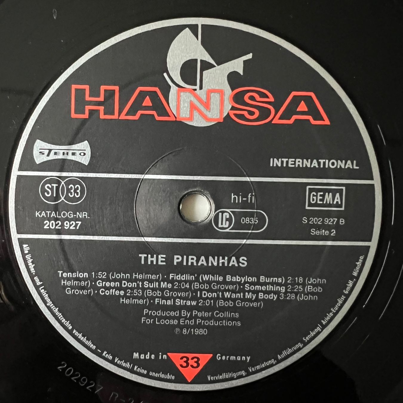 Schallplatten: Piranhas - Same / 1. D-Press. 1980 - Very nice Copy – Gebraucht aus Gais von soundcave57 3