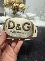 Gürtel D&G Dolce & Gabbana weiss, Leder,mit grosser Schnalle