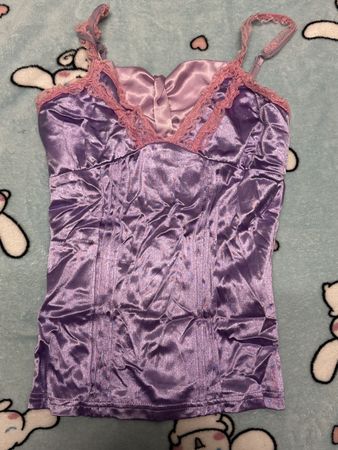 Vintage Purple Lace Cami Top, Size M, Y2K