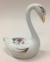 Schwan Porzellan-Figur handgemalt mit Blumenmuster