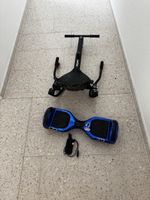 Blaues Hoverboard mit Go-Kart-Aufsatz, top für Sommer!