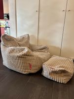 Lounge Pug Sessel mit Hocker beige Cordstoff guter Zustand
