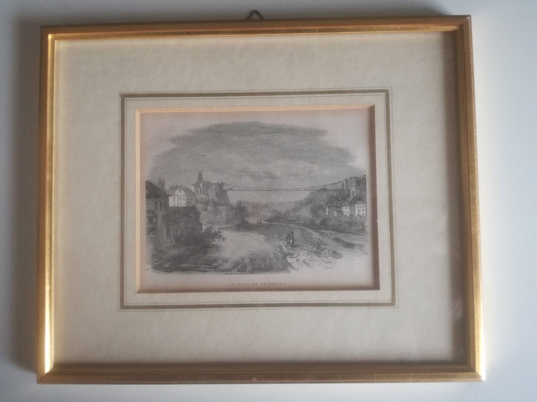 Incisioni: Kupfer-Stich "le Pont de Fribourg" – Usato da Sursee venduto da Ursus_LU