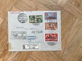 1926. Afrikaflug. Flugpostbeleg nach Alexandria. (retour ZH)