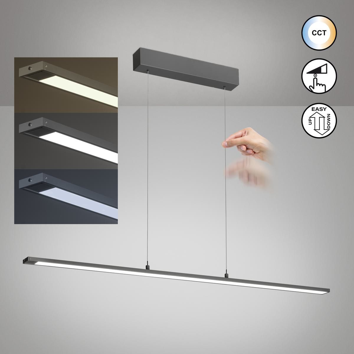 Lampadari & plafoniere: LED Pendelleuchte, Grau, 120 cm x 6 cm – Nuovo (secondo la descrizione) da Kreuzlingen venduto da Smart-Light