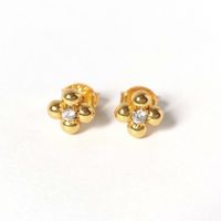 Ohrstecker 925 Silber 18K Gold Zirkonia Kleine Blume