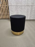 Schwarzer Hocker mit Goldfuss, Top Zustand, wie neu