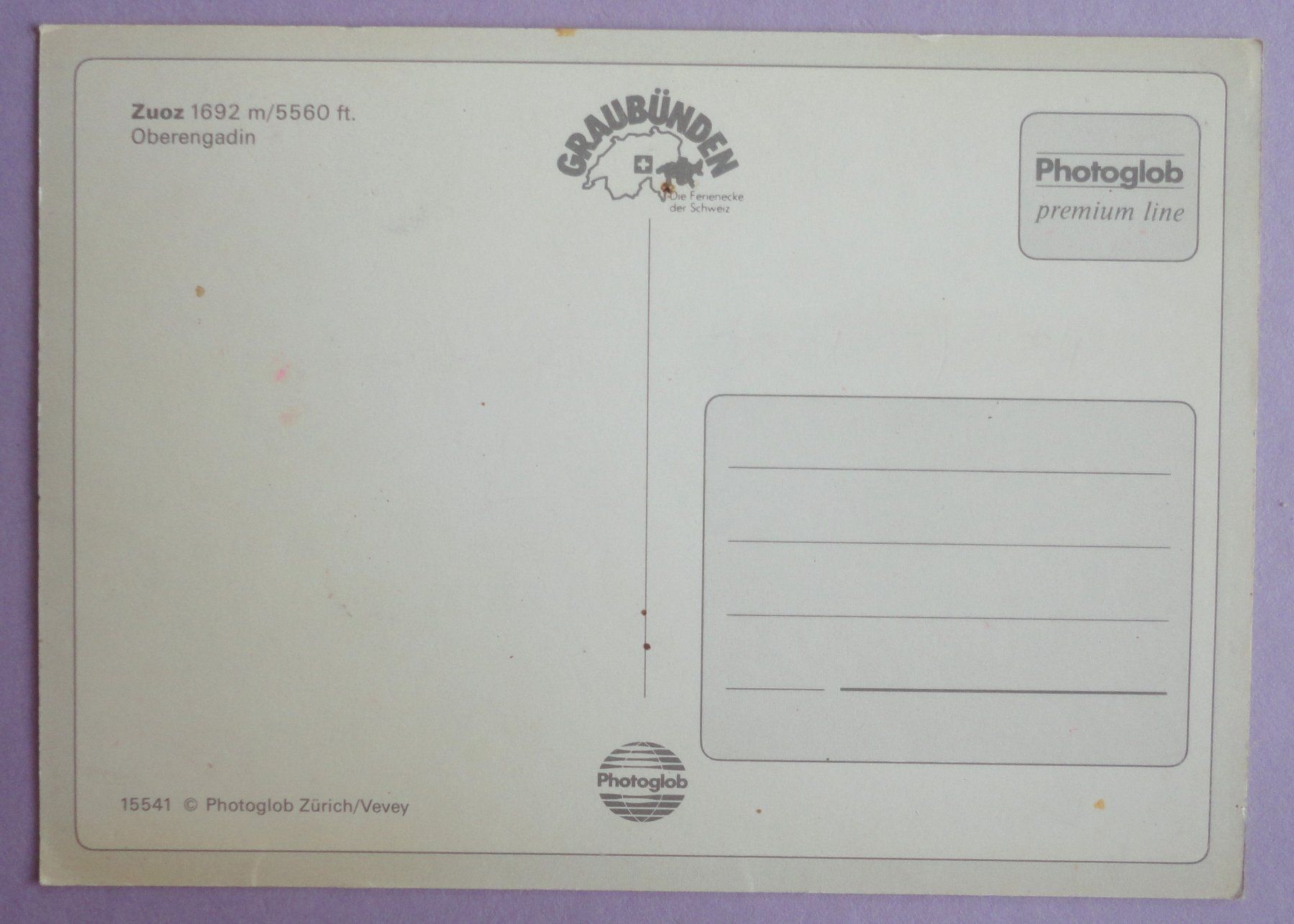 Cartoline postali: Zuoz 1692 m, Oberengadin – Usato da Fétigny venduto da Billy2miny 1