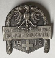 Seltene XXL Fete Fédérale de Chant Neuchâtel 1912 Medaille