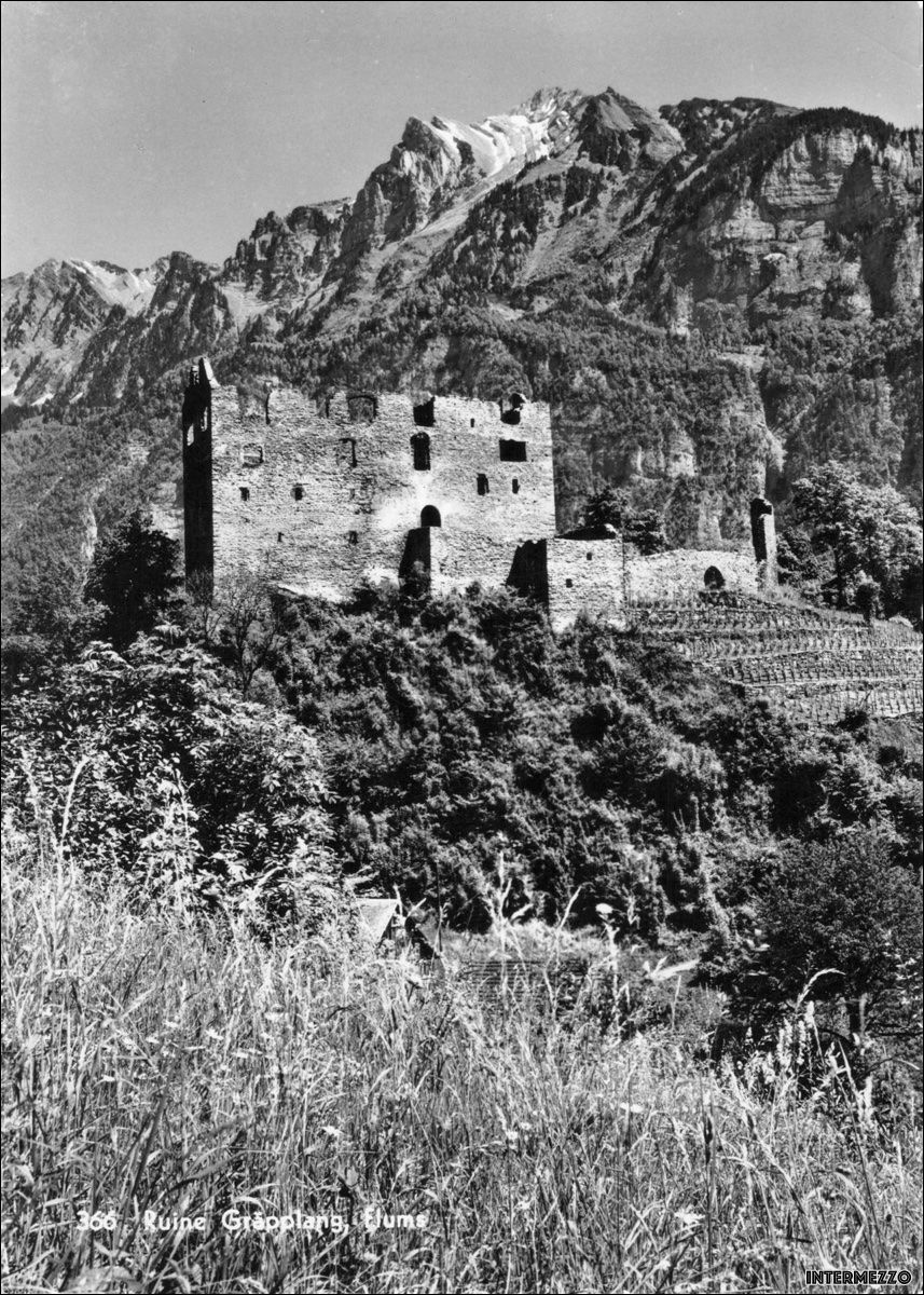 Cartoline postali: Flums SG // Ruine Schloss Gräplang – Usato da Basel venduto da intermezzo12