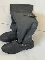Graue Overknee Stiefel mit Schnallen,Nieten Grösse 39wie Neu