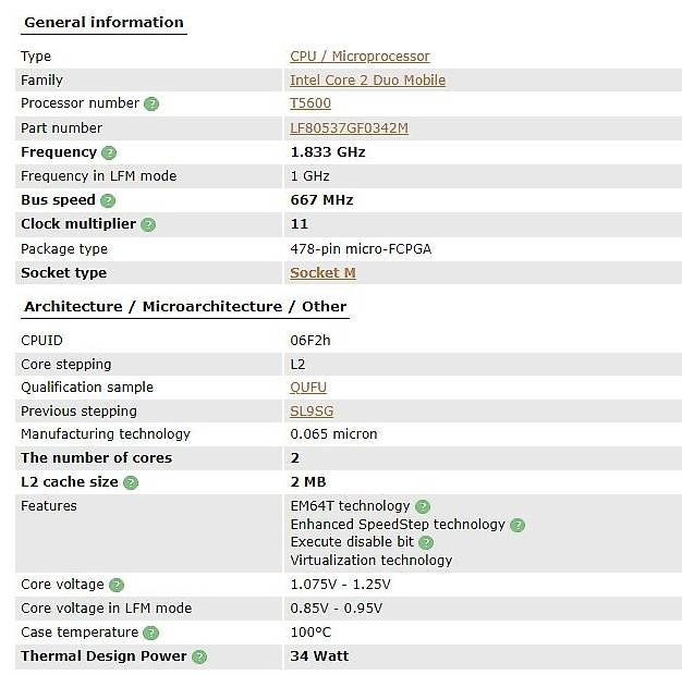 Intel PC: SL9U3 Intel Core 2 Duo T5600 Prozessor CPU Processor – Usato da Illnau venduto da Spartan226 2