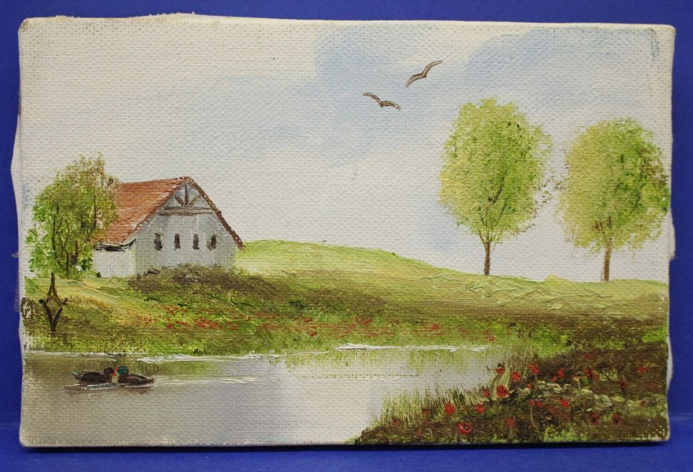 Gemälde ENTEN AM TEICH, Deutsch monogrammiert Kaufen auf Ricardo