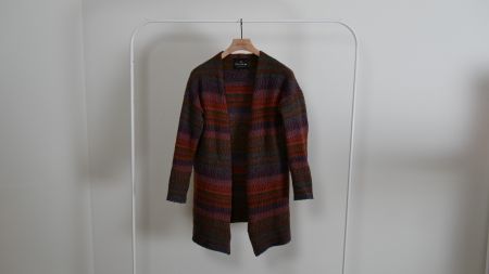 Review Cardigan Strickjacke kariert rot braun