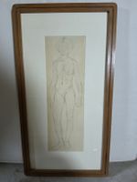 Original Aktzeichnung "Stehender weiblicher Akt" | Gerahmt 