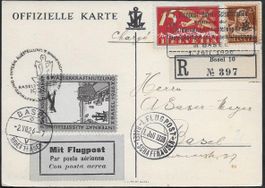 1926 R/Karte Basel-Schaffhausen F3 + Tell + VIGNETTE ab 1.-