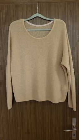 NILE Pullover Beige Gr. L, Feinstrick mit Wolle & Mohair