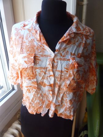 chemisier style motif toile jouy orange taille M femme