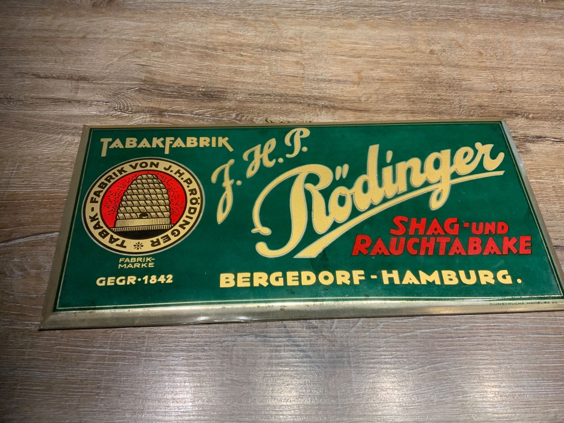 Schilder: Antikes J.H.P. Rödinger Tabak-Schild, – Gebraucht aus Willisau von Minali