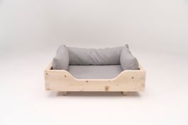 Luxus Hundebett aus Zirbe und waschbaren Tiroler Lodenstoff