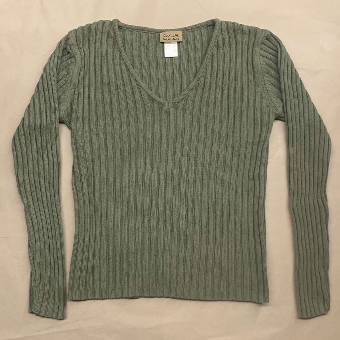 Pulls & Sweat-shirts: Pullover aus 100 % Baumwolle, mintgrün, gerippt, mit V-Aussc – D'occasion à Chalais par Decoarts.art 1