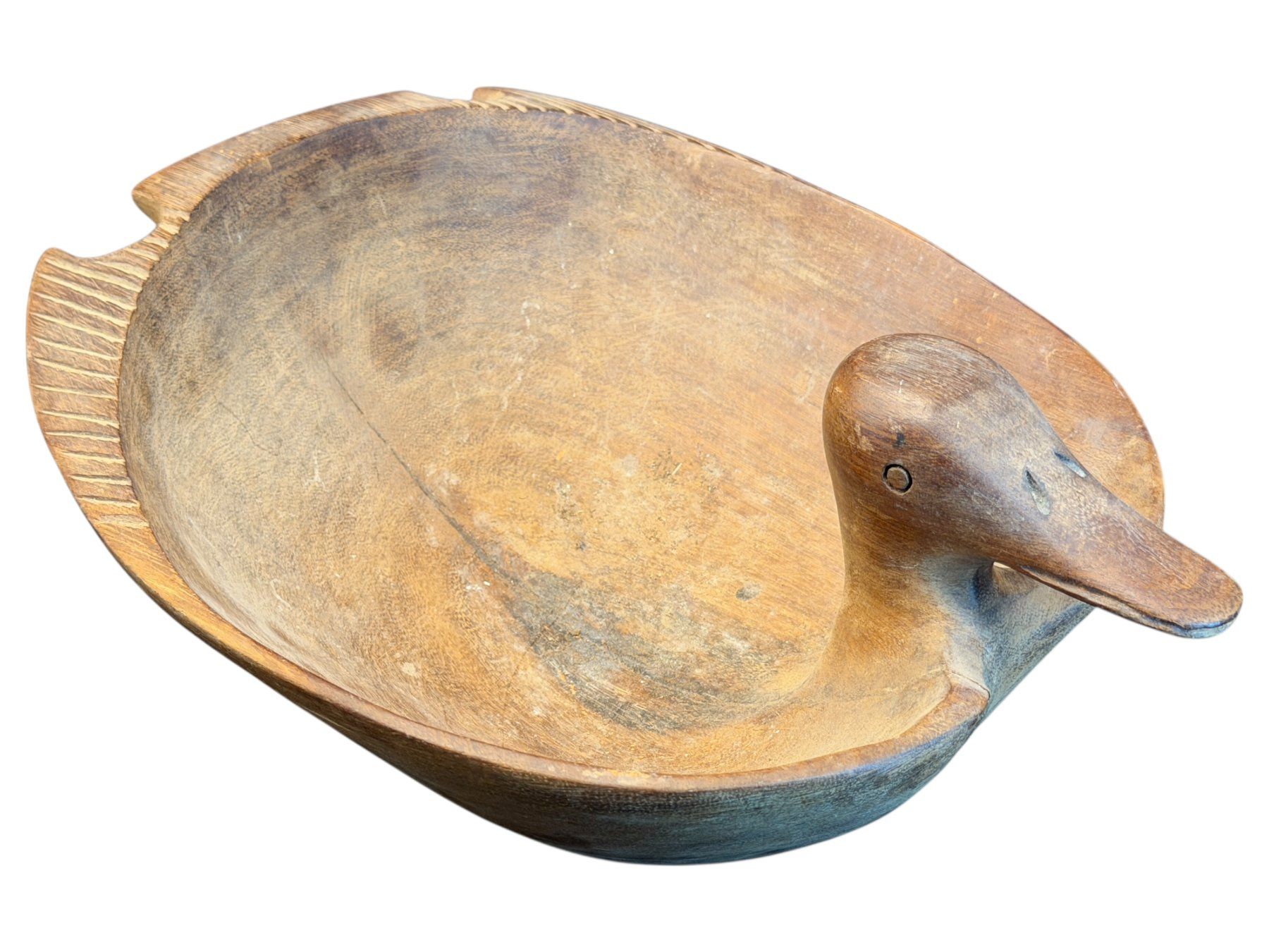 Ciotole: Superbe centre de table scandinave, canard en bois sculpté – Usato da Morges venduto da vintiques 3