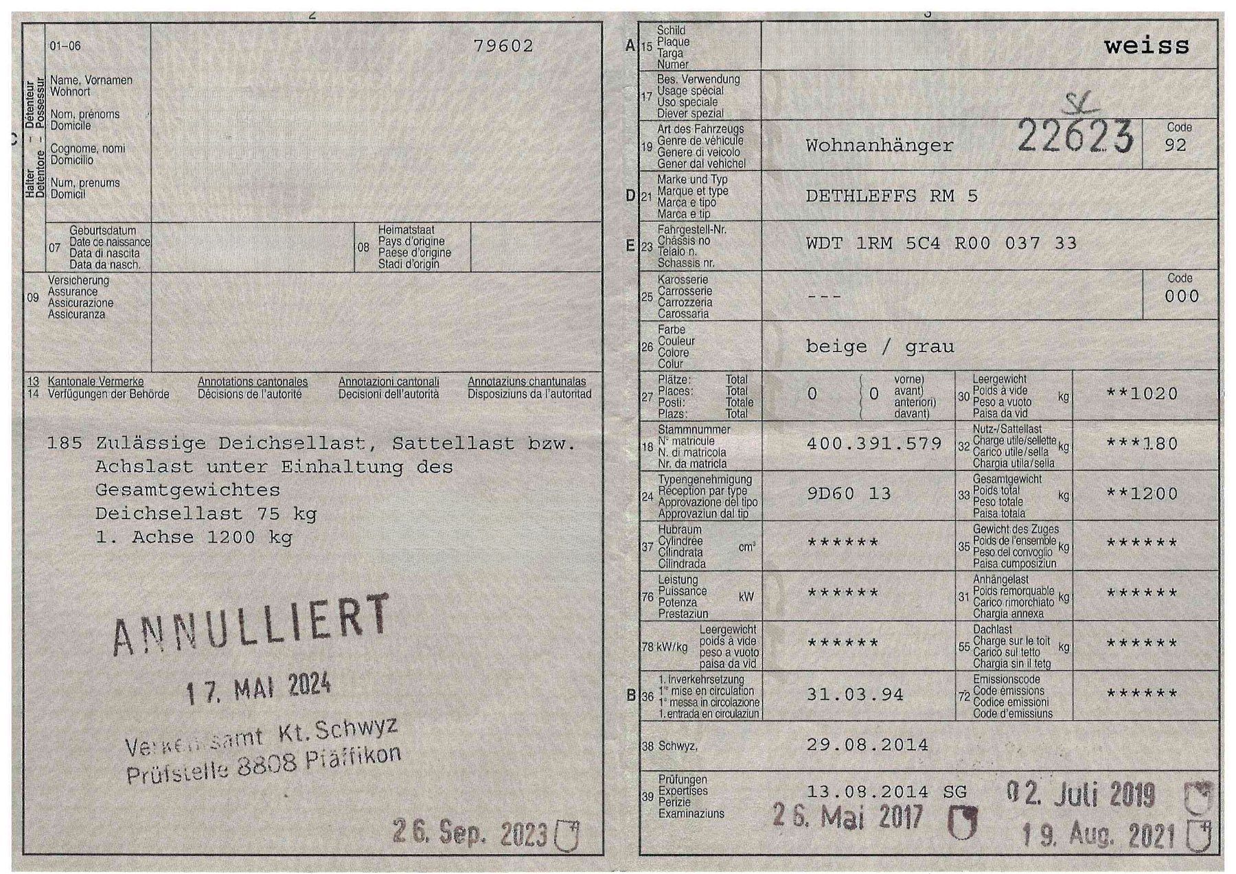 Dethleffs Camping Fahrzeuge: Wohnwagen Dethleffs RM 5 – Gebraucht aus Winterthur von MCW 9