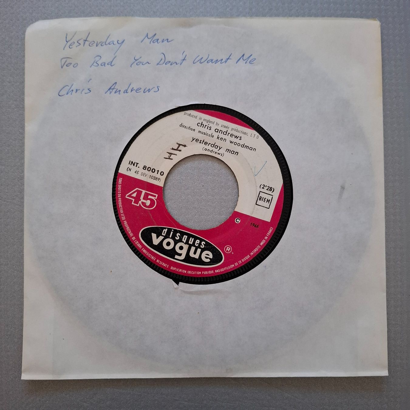Dischi in vinile: Chris Andrews - Yesterday Man – Usato da Arbon venduto da pendulum 1