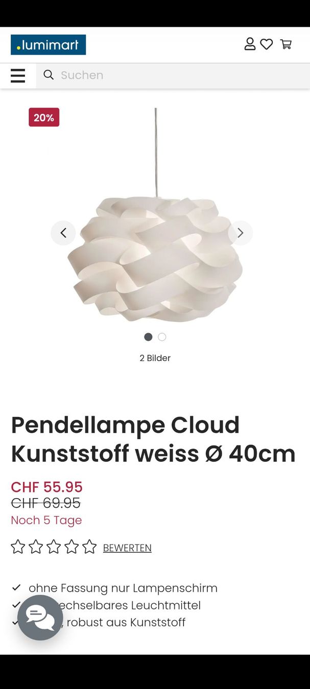 Paralumi: Pendellampe Cloud – Usato da Schinznach Dorf venduto da friedle 2