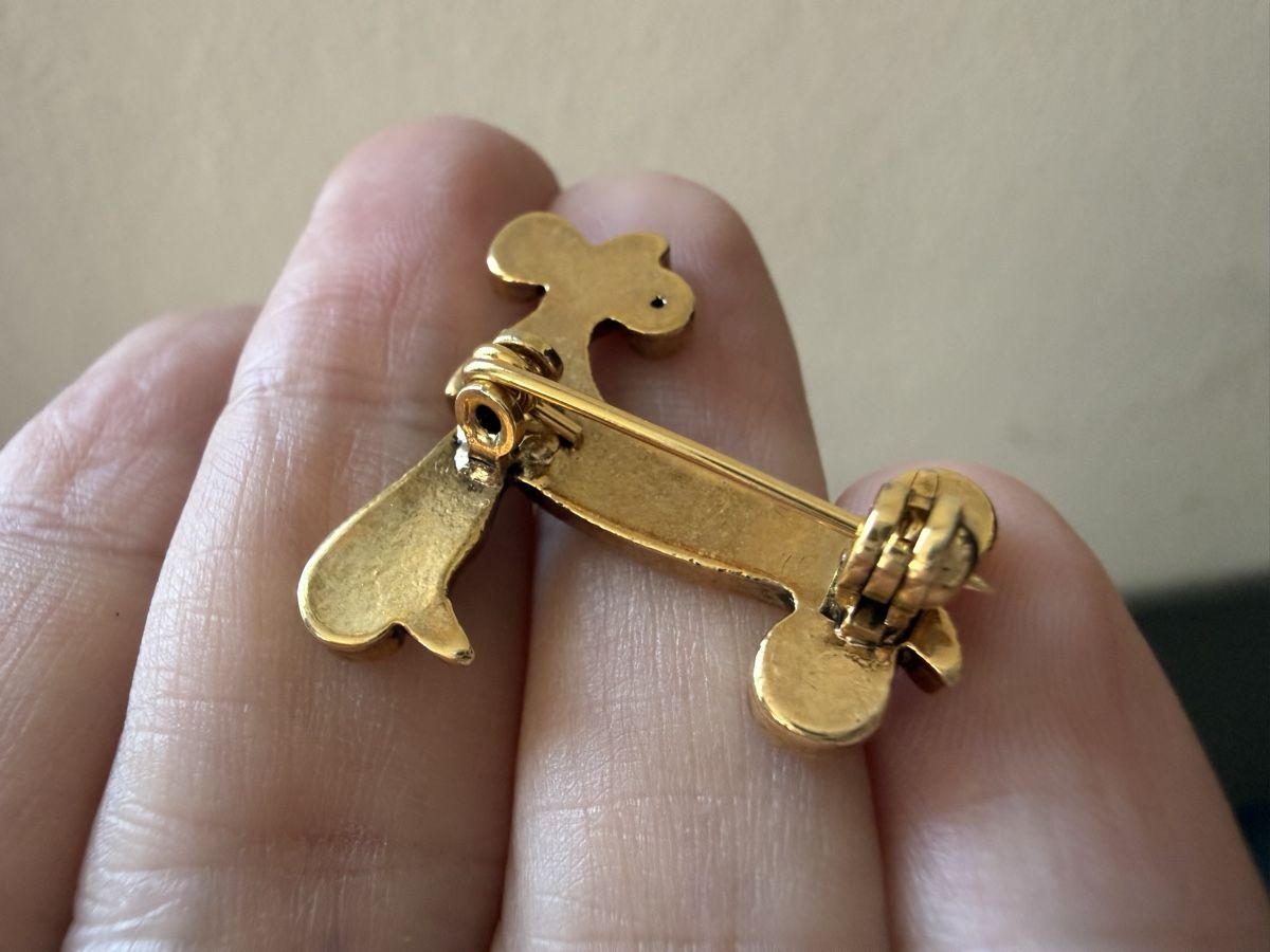 Spille & Fermagli: Vintage-Brosche mit Initiale T goldfarben mit Strass. – Usato da Lamone venduto da LaCantinaMagica 2