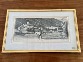 Original Lithographie Ardez H.R. Schmid, nummeriert 99/100