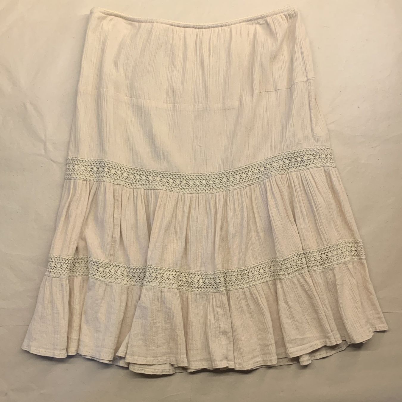 Gonne: Beiger Boho-Maxirock im sommerlichen Strand-Look – Nuovo (secondo la descrizione) da Chalais venduto da Decoarts.art 2