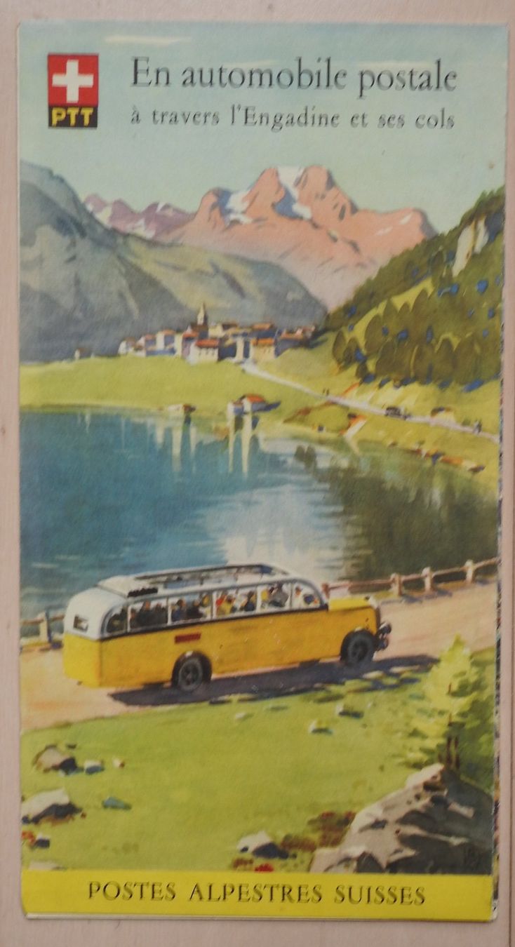 Documenti: Engadin Postauto-Prospekt, 50er Jahre, Vintage – Usato da Uznach venduto da killroy99