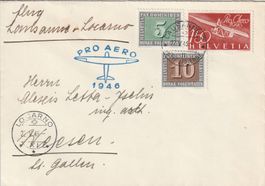Flugpost Brief-Lausanne-Locarno-1946
