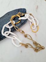 Designerkette in Weiß-Gold – Handgefertigt in Mykonos