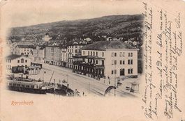 Rorschach, Hafen, Bahnlinie, gelaufen 1907