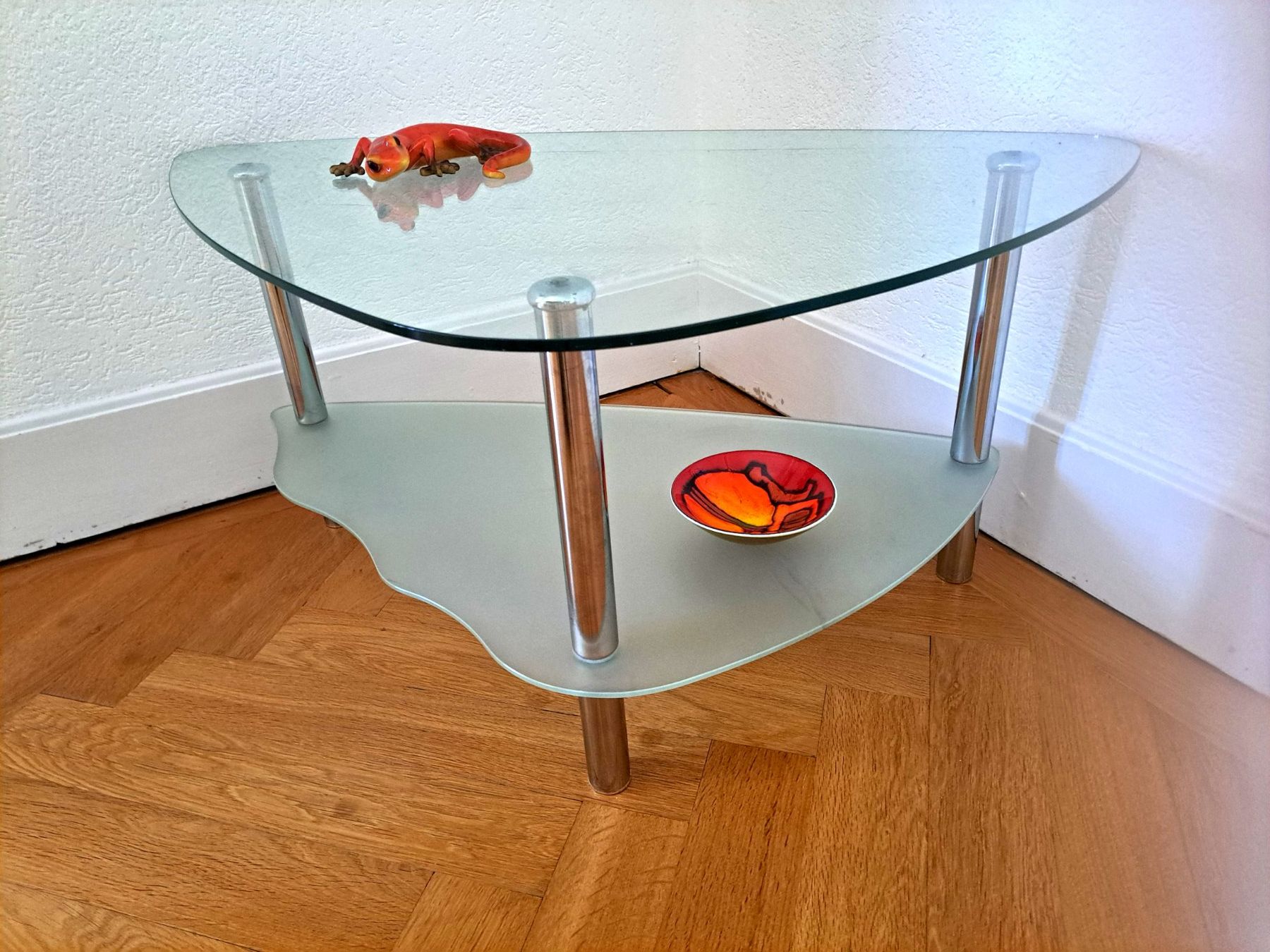 Tische: Table basse élégante en verre et chrome, 2 niveaux 100x50x47 – Gebraucht aus Bex von Dani-Dany