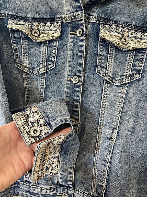 Giacche: Veste en jeans stretch à sequins T.M – Nuovo (secondo la descrizione) da Perroy venduto da barballalla 1
