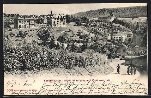 Cartoline postali: Schaffhausen, Städtisches Schulhaus und – Usato da Berlin venduto da bartko-reher