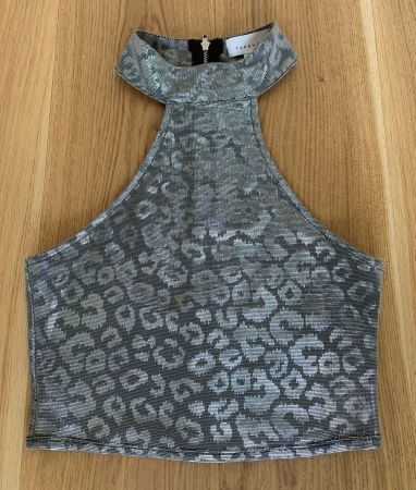 TopShop silbernes Glitzertop Neckholder Gr. 36
