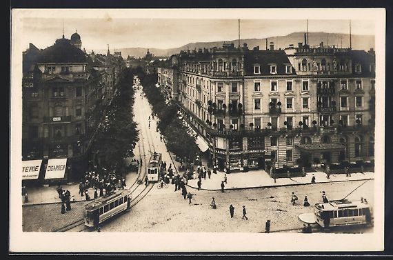 Cartoline postali: Zürich, Bahnhofstrasse mit Strassenbahn – Usato da Berlin venduto da bartko-reher