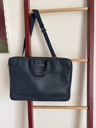 Borsa Mandarina Duck blu, pelle, per pc