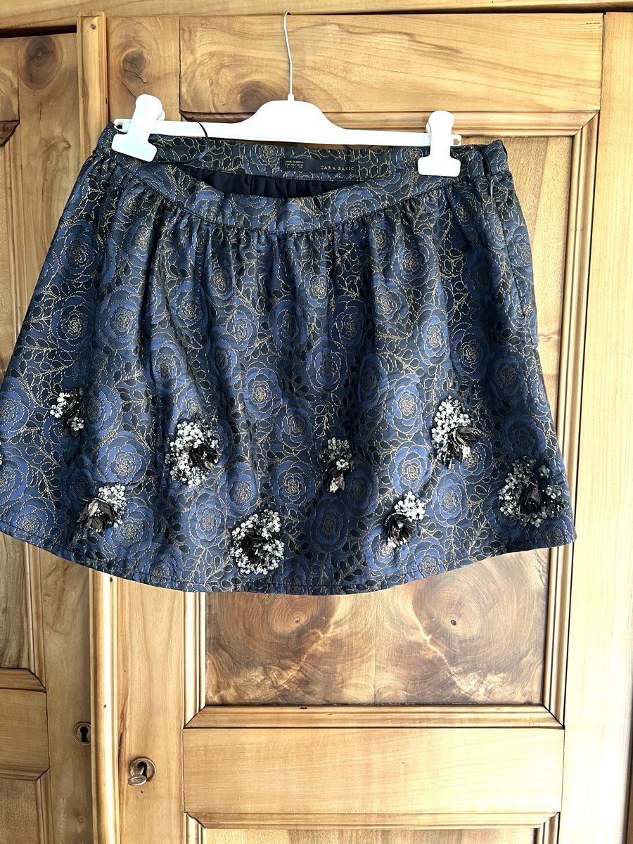 Zara Röcke: Jupe Zara Basic, taille L, bleu marine et or, chic ✨ – Neu (gemäss Beschreibung) aus Porrentruy von SYANKA 1