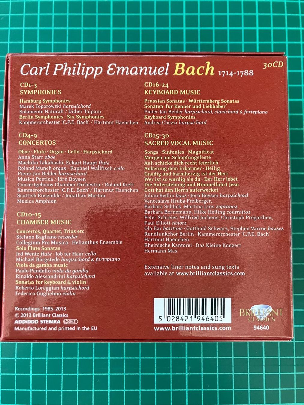CD: CD C.P.E. Bach Edition 30 CD's – Usato da Bauen venduto da nepi04 1
