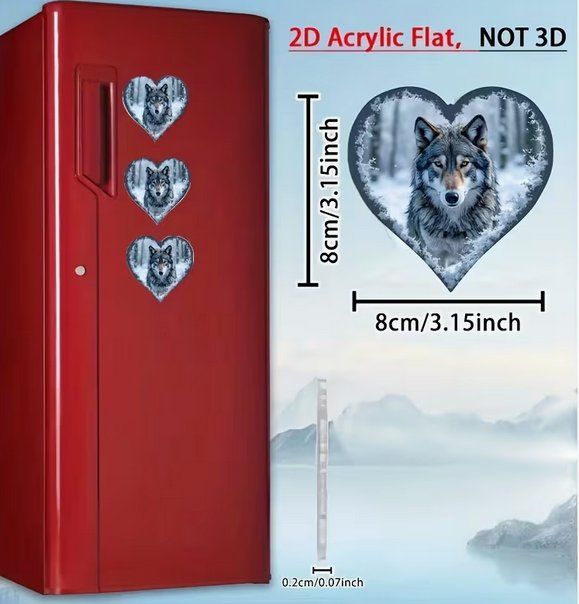 Calamite: HERZIGES KÜHLSCHRANKMAGNET, MIT WOLF HERZ NEU – Nuovo e nell'imballaggio originale da Bad Ragaz venduto da Schtupsi 1
