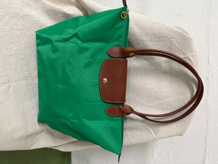 Longchamp Le Pliage Tasche Grün Leder Griff Sommer Tasche...
