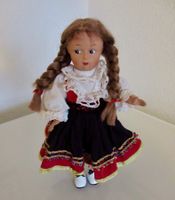 Antike Puppe, Echthaar, Schelmen Augen, Tracht, 50-er, 22 cm